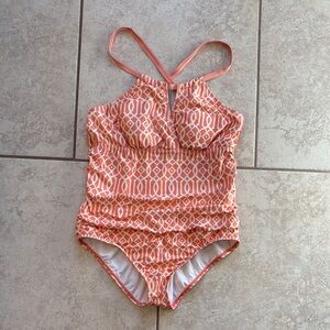 ANTONIO MELANI Coral Geometric One-Piece Swimsuit